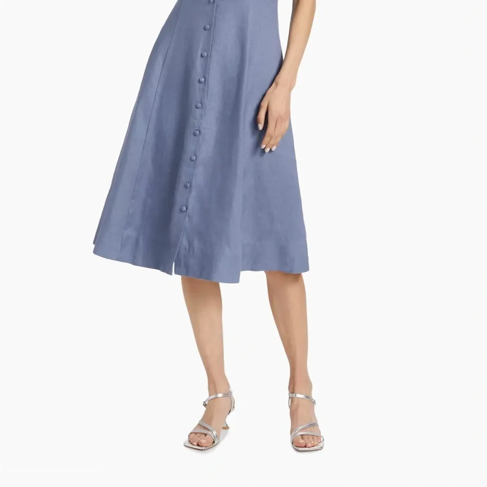 Reformation Sebastien linen midi dress in cornflower - size 8 - Picture 6 of 11